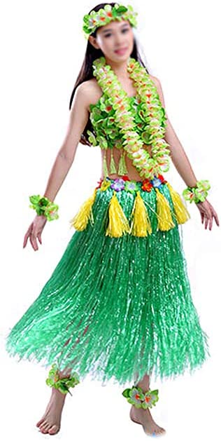 ハワイアンダンスの衣装を着た女性